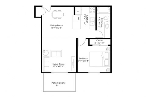 a floor plan of a bedroom apartment